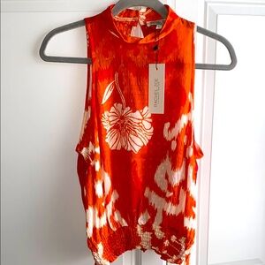 Rachel Zoe Orange Floral Women's Top Small‎ NWT